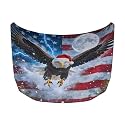Car Hood Cover Protector Christmas Eagle American Flag Print Waterproof Car Hood Wrap Blanket Auto Flag Automotive Christmas Exterior Accessories for Sedans SUVs Pickups Trucks Jeeps