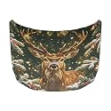 Car Hood Cover Protector Christmas Reindeer Pine Light Print Waterproof Car Hood Wrap Blanket Auto Flag Automotive Christmas Exterior Accessories for Sedans SUVs Pickups Trucks Jeeps