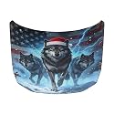 Car Hood Cover Protector Christmas Wolf Pack Flag Print Waterproof Car Hood Wrap Blanket Auto Flag Automotive Christmas Exterior Accessories for Sedans SUVs Pickups Trucks Jeeps