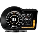 Car HUD Heads Up Display, OBD Gauge Display & GPS Speedometer with MPH Digital Speed, Tachometer, Water Temp, Fatigue/Speeding Alarm for Most Vehicles After 2008