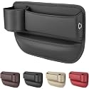 Car Leather Cup Holder Gap Bag, 2026 New Seat Gap Storage Box with Cup Holder, Seat Storage Box Gap Filler Organizer for Phones Glasses Keys Cards (Black, Driver's Seat)