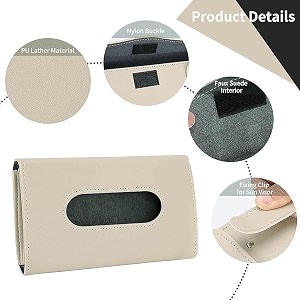 car leather tissue holder tissue paper box case car interior decoration accessories sun visor tissue napkin holder beige
