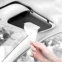 Car Leather Tissue Holder Tissue Paper Box Case Car Interior Decoration Accessories Sun Visor Tissue Napkin Holder (Black)