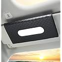 Car Leather Tissue Holder Tissue Paper Box Case Car Interior Decoration Accessories Sun Visor Tissue Napkin Holder (Black Design)