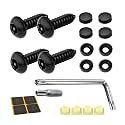 Car License Plate Screws Kits, 4 Set M6 Vehicle Front Rear License Plate Mount Kit for Securing, Automotive Tag Plate Mounting Hardware, Universal for Sedan RV Truck (Black)