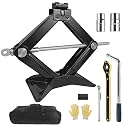 Car Lift Jack Kit 2 Ton (4409 lbs) Tire ScissorJack Tool Kit Universal Auto Emergency Kits with Rubber Jack Pad, Ratcheting Handle and L-Wrench Tire Changing Kit for Car SUV MPV