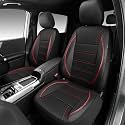 CAR PASS Air Mesh Leather Car Seat Covers Front Seats, Breathable Two Front Seat Covers for Cars, Comfortable Universal Fit for SUV Truck Sedan Automotive, Anti-Slip Airbag Compatible,Black and Red
