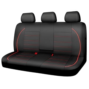 car pass leather back seat coverpiping waterproof bench seat cover rear seat cover universal fit for cars sedans suvs truck 95 automotive interior backseat car covers rearblack and red