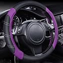 CAR PASS Line Rider Microfiber Leather Sporty 14.5-15 inch Steering Wheel Cover Universal Fits for 95% Truck,SUV,Cars, Anti-Slip Safety Comfortable Design (Black Purple)