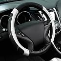 CAR PASS Line Rider Microfiber Leather Sporty Steering Wheel Cover Universal Fits for 95% Truck,SUV,Cars,14.5-15inch Anti-Slip Safety Comfortable Desgin (Black-White)