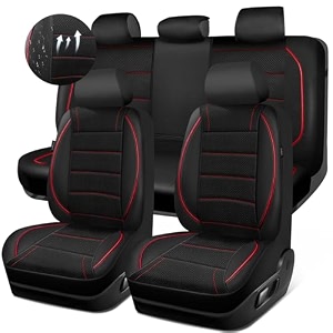 car pass mesh leather car seat covers full setbreathable mesh faux leather seat covers for car universal fit for suv truck sedan automotive airbag compatible black and red
