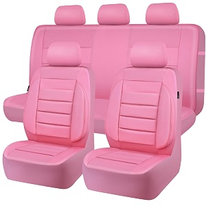 CAR PASS Pink Leather Seat Covers Full