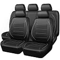 CAR PASS® Universal Reflect Piping Leather Car Seat Cover, Fit for suvs,Van,Trucks,Airbag Compatible,Inside Zipper Design and Reserved Opening Holes (Full Set, Black and Grey)