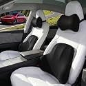 Car Pillow for Tesla Model 3,Car Neck Pillow,Lumbar Support Pillow for Car,Memory Foam Pillow,Ergonomic Pillow,Adjustable and Washable,Car Essentials for Long Trips,Car Accessories,Ice Silk,1 Set