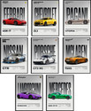 Car Posters Set of 8 A4 Size