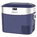 Megiu Car Refrigerator Portable Car Fridge 12V Refrigerator 23 Quart (22 Liter) Freezer Compressor Cooler 12V/24V DC 110～240 V AC for Outdoor Camping Travel Home Use -18℃~+15℃ (Blue)