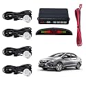 Car Reverse Parking Sensor with LED Display 4 Sensor Reverse Parking Auto Radar Detectors For Honda City 2018 (White)