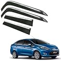 CAR SAAZ® Side Door Visors for Fiesta (2011-2015) (Set of 4Pcs)|Chrome Lined Rain Guards, Smoke Finish, Polycarbonate Wind Deflector