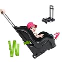 Car Seat Carrier for Airport with Wheels and Compact Fold, Car Seat Trolly, Car Seat Trolley for Airport, Foldable Car Seat Travel Cart with Belt