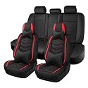 Car Seat Cover for MINI Cooper S Clubman 2008-2012, Seat Covers Full Set,Non-Slip Waterproof seat Cover,Wear-Resistant Nappa Leather car seat Covers. (Luxury 5 Seats/Black Red)