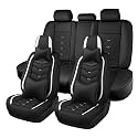 Car Seat Cover for MINI Cooper S Clubman 2008-2012, Seat Covers Full Set,Non-Slip Waterproof seat Cover,Wear-Resistant Nappa Leather car seat Covers. (Luxury 5 Seats/Black White)