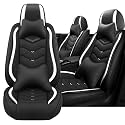 Car Seat Cover for Mini Cooper S Clubman 2008-2012, Driver's Seat Covers,Non-Slip Waterproof seat Cover,Wear-Resistant Nappa Leather car seat Covers. (Luxury 2 Seats/Black White)