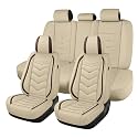 Car Seat Cover for MINI Cooper S Clubman 2008-2012, Seat Covers Full Set,Non-Slip Waterproof seat Cover,Wear-Resistant Nappa Leather car seat Covers. (Standard 5 Seats/Beign)