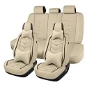 Car Seat Cover for MINI Cooper S Clubman 2008-2012, Seat Covers Full Set,Non-Slip Waterproof seat Cover,Wear-Resistant Nappa Leather car seat Covers. (Luxury 5 Seats/Beign)