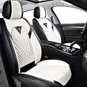 Car Seat Covers for BMW 535i 2008-2016, Premium Nappa Leather Car Seat Covers, Airbag Compatible &amp; Anti-Slip Car Seat Covers Sets(2 Seats/Black White)