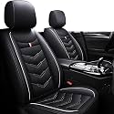 Car Seat Covers Fit for KIA Soul 2010-2025, Leather Seat Covers for Car, Waterproof Non-Slip Durable Car Seat Protector(2 Seats,Black White)