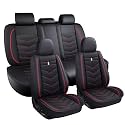 Car Seat Covers Fit for KIA Soul 2010-2025, Leather Seat Covers for Car, Waterproof Non-Slip Durable Car Seat Protector(5 Seats,Black Red)