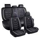 Car Seat Covers Fit for KIA Soul 2010-2025, Leather Seat Covers for Car, Waterproof Non-Slip Durable Car Seat Protector(5 Seats,Black White)