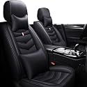Car Seat Covers Fit for KIA Soul 2010-2025, Leather Seat Covers for Car, Waterproof Non-Slip Durable Car Seat Protector(2 Seats with Pillow,Black)