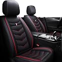 Car Seat Covers Fit for KIA Soul 2010-2025, Leather Seat Covers for Car, Waterproof Non-Slip Durable Car Seat Protector(2 Seats,Black Red)
