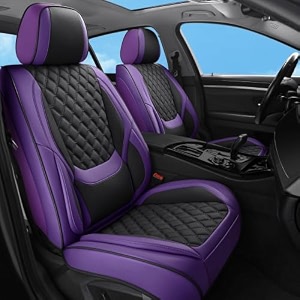 car seat covers full set5 seat leather seat covers for carsfront seats and back seat coverwaterproof car seats cushion protectorsuniversal fit for most cars suv trucks purple blackfull set