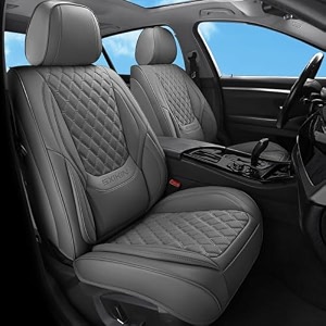 car seat covers full set5 seat grey leather seat covers for carsfront seats and back seat coverwaterproof car seat cushion protectorsuniversal fit for most cars suv trucks gray-full set