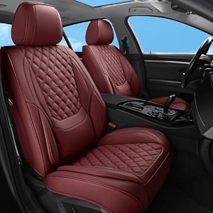 car seat covers full set5 seat leather seat covers for carswine red front seats and back seat coverwaterproof car seat cushion protectorsuniversal fit for most cars suv trucks burgundy-full set