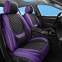 Car Seat Covers Full Set,5 Seat Leather Seat Covers for Cars,Front Seats and Back Seat Cover,Waterproof Car Seats Cushion Protectors,Universal Fit for Most Cars SUV Trucks (Purple Black,Full Set)