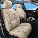 Car Seat Covers Full Set,5 Seat Leather Seat Covers for Cars,Front Seats and Back Seat Cover,Waterproof Car Seat Cushion Protectors,Universal Fit for Most Cars SUV Trucks (Beige, Full Set)