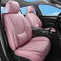 Car Seat Covers Full Set,5 Seat Leather Seat Covers for Cars,Front Seats and Back Seat Cover,Waterproof Car Seat Cushion Protectors,Universal Fit for Most Cars SUV Trucks (Pink, Full Set)