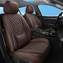 Car Seat Covers Full Set,5 Seat Leather Seat Covers for Cars,Front Seats and Back Seat Cover,Waterproof Car Seat Cushion Protectors,Universal Fit for Most Cars SUV Trucks (Brown, Full Set)