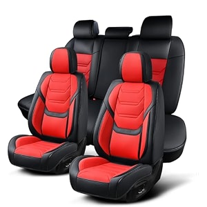 car seat covers full set breathable leather automotive front and rear seat covers with headrest car seat protectors full set compatible with most vehicles suv blackampred front pair and rear