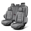 Car Seat Covers Full Set, Breathable Leather Automotive Front and Rear Seat Covers with Headrest, Car Seat Protectors Full Set, Compatible with Most Vehicles, SUV (Graceful Gray, Front Pair and Rear)