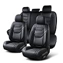 Car Seat Covers Full Set, Breathable Leather Automotive Front and Rear Seat Covers with Headrest, Car Seat Protectors Full Set, Compatible with Most Vehicles, SUV (Elegant Black, Front Pair and Rear)
