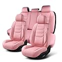 Car Seat Covers Full Set, Breathable Leather Automotive Front and Rear Seat Covers with Headrest, Car Seat Protectors Full Set, Compatible with Most Vehicles, SUV (Cute Pink, Front Pair and Rear)