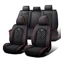 Car Seat Covers Full Set for Toyota Prius 2001-2026, Waterproof Nappa Leather Car Seat Cover, Full Coverage Car Seat Covers Sets(5 Seats/Black Red)