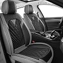Car Seat Covers for Volkswagen Eos 2007-2016, Premium Nappa Leather Car Seat Covers, Airbag Compatible &amp; Anti-Slip Car Seat Covers Sets(2 Seats/Gray Black)