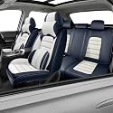 Car Seat Covers for X2,for BMW X2 2018-2025 2026,Waterproof Leather Seat Covers,Compatible Airbag,Full Set Comfort Car Seat Protectors for Most Cars(Pillows,Blue&amp;White)