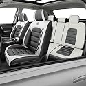 Car Seat Covers for X2,for BMW X2 2018-2025 2026,Waterproof Leather Seat Covers,Compatible Airbag,Full Set Comfort Car Seat Protectors for Most Cars(Gray&amp;White)