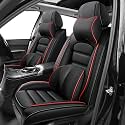 Car Seat Covers for X2,for BMW X2 2018-2025 2026,Waterproof Leather Seat Covers,Compatible Airbag,Front Set Comfort Car Seat Protectors for Most Cars(Pillows,Black&amp;Red)